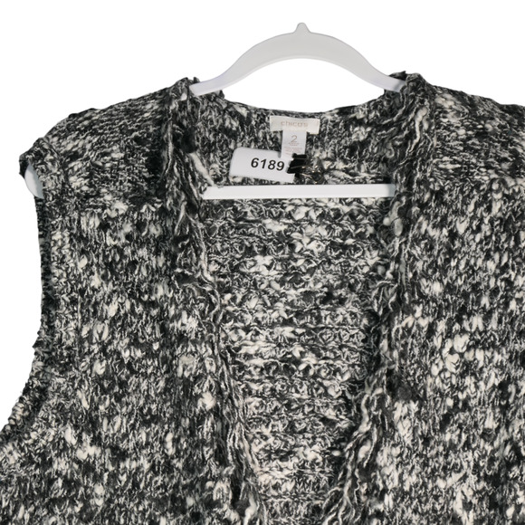 Chicos Sweater Vest Womens Large Wool Blend Black White Lagenlook Boho Cozy - Picture 3 of 10